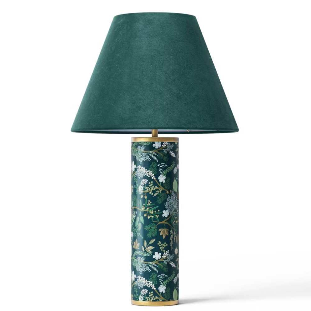 Rifle Paper Co. x Target Floral Lamp w/ Empire Velvet Shade, Juniper Forest NWT - Picture 2 of 8